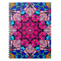 Mosaico rosa Mandala Floral Psicodélico Retro