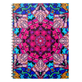Cuaderno Mosaico rosa Mandala Floral Psicodélico Retro