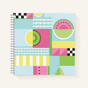 Cuaderno Mosaico veraniego colorido, sandía kiwi fruta