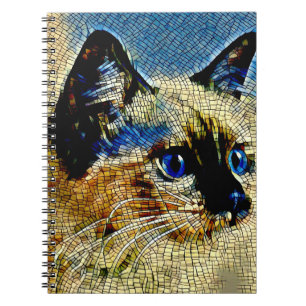 Cuaderno Mosaicos de gato siameses de ojos azules