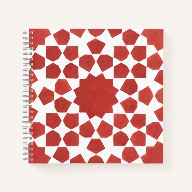 Cuaderno mosaïque marocaine rouge MAMLUK (Anverso)