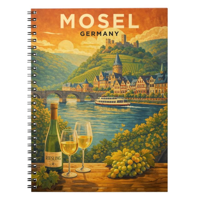 Cuaderno Mosel Germany Wine Region Vintage Travel Art (Frente)