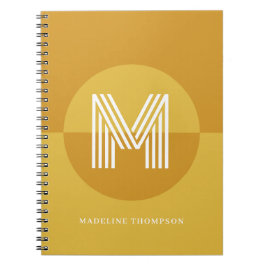 Cuaderno Mostaza Amarilla Geométrica Moderna Monograma Chic
