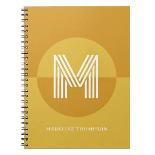 Cuaderno Mostaza Amarilla Geométrica Moderna Monograma Chic