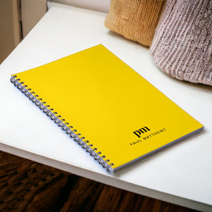 Cuaderno Mostaza Amarillo Monograma Sencillo Iniciales y No