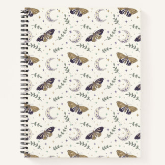 Cuaderno Moth and Moon Spiral Notebook 8.5"x11"