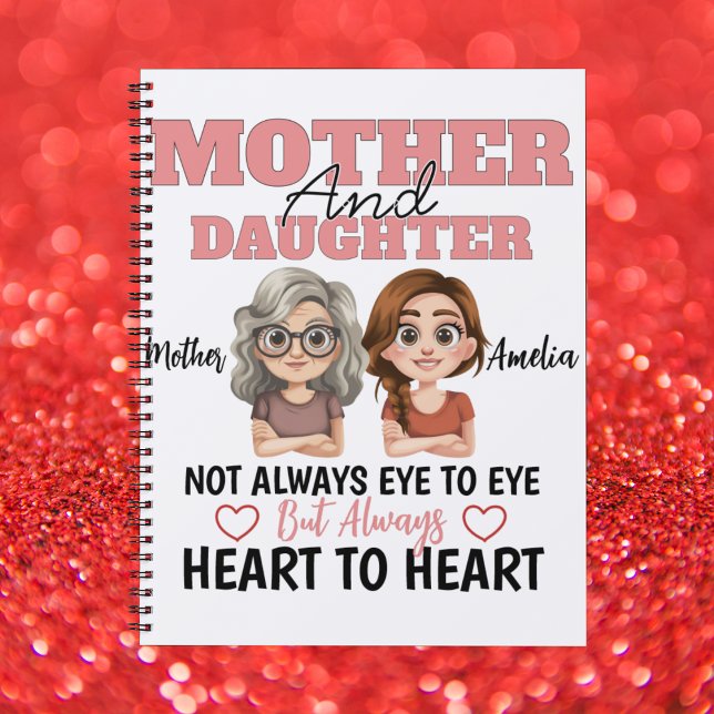 Cuaderno Mother Daughter Hearts Together Across Distance (Subido por el creador)