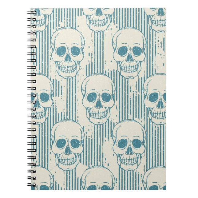 Cuaderno Motif De Calavera: Patrón De Mano Libre Sin Marea (Frente)