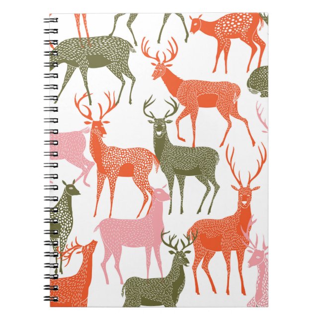 Cuaderno Motif de ciervo: Patrón decorativo sin foco (Frente)