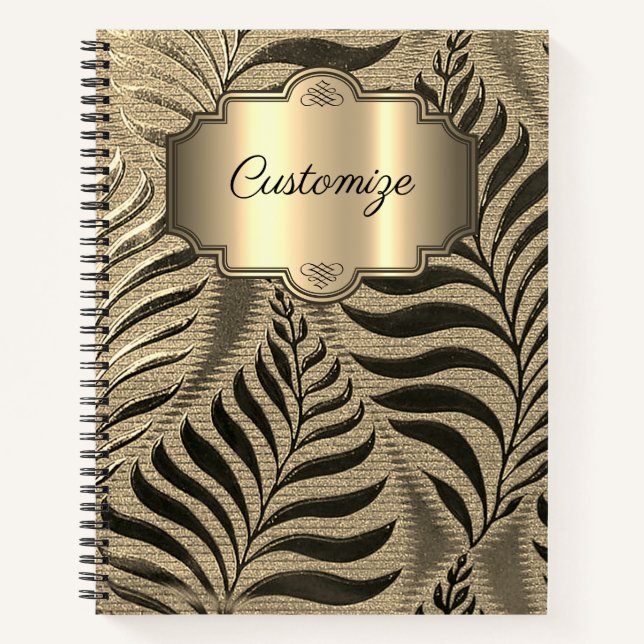 Cuaderno Motif de hoja de oro personalizado (Anverso)