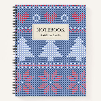 Cuaderno Motif de tricot de Noël Bleu