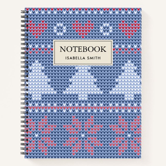 Cuaderno Motif de tricot de Noël Bleu (Anverso)