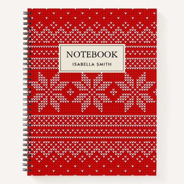 Cuaderno Motif de tricot de Noël Rouge et blanc (Anverso)