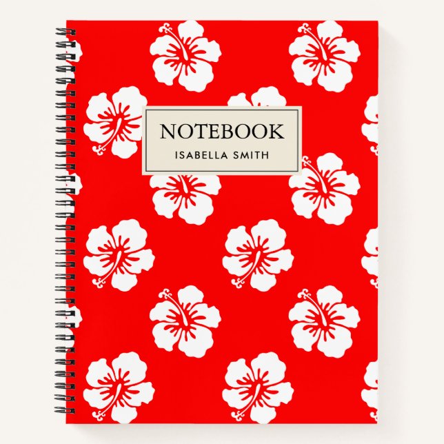 Cuaderno Motif Hawaïen Hibiscus Rouge et blanc (Anverso)