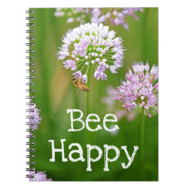 Cuaderno Motivación de la flor de Abeja con Alium Púrpura