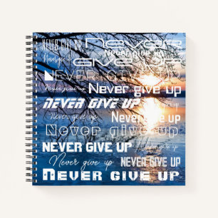 Cuaderno Motivación de la foto del amanecer dorado, "Nunca
