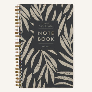 Cuaderno Motivación Hojas Botánicas Modernas Negras