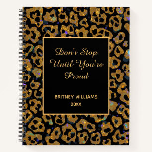 Cuaderno Motivational Marble leopardo patrón marrón negro