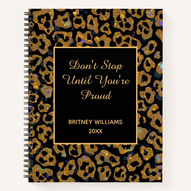 Cuaderno Motivational Marble leopardo patrón marrón negro (Anverso)
