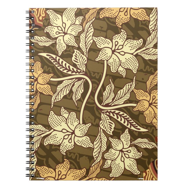 Cuaderno Motivos de batik indonesio con flora y fauna (Frente)