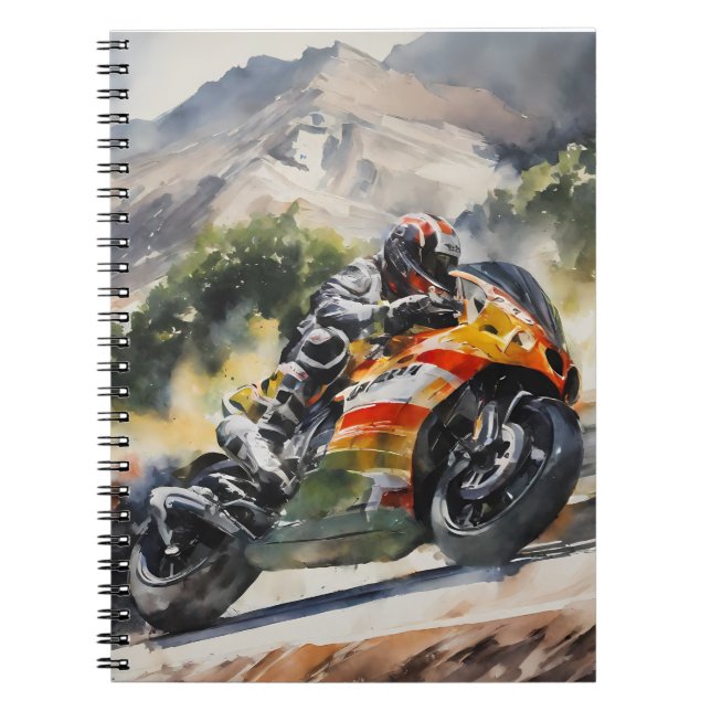Cuaderno Motocicleta acorralando una montaña (Frente)