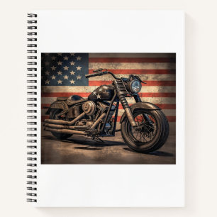 Cuaderno Motocicleta Bandera Retro Bici