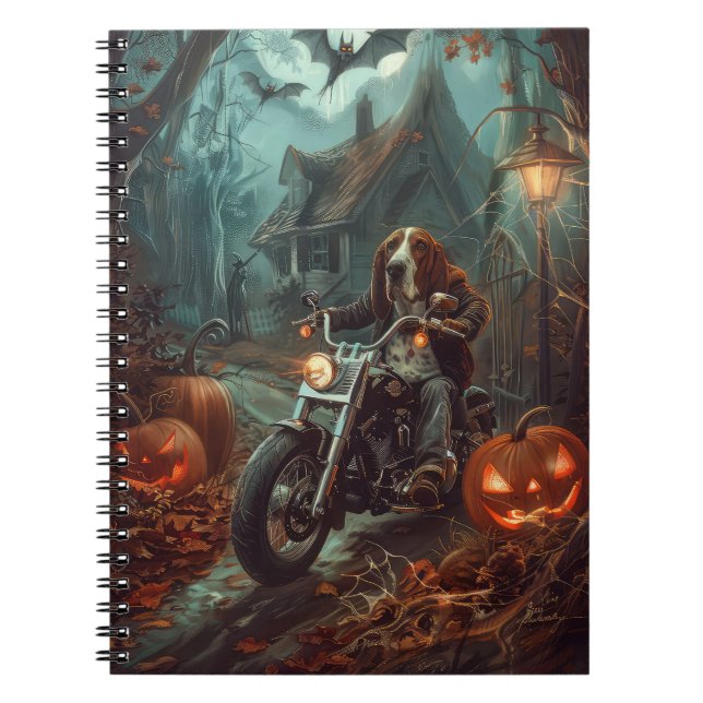 Cuaderno Motocicleta del Hound Basset (Frente)