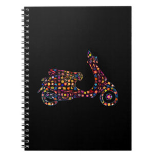 Cuaderno Motocicleta motorista con motor de flor