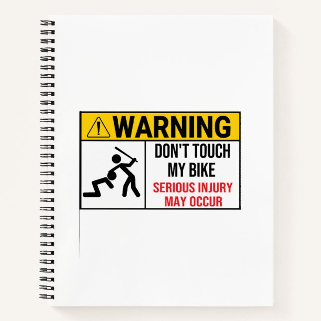 Cuaderno Motocicleta No toques mi advertencia de ciclismo N (Anverso)