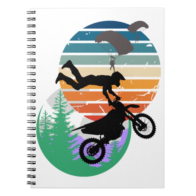 Cuaderno Motocicleta, paracaídas y al aire libre (Frente)