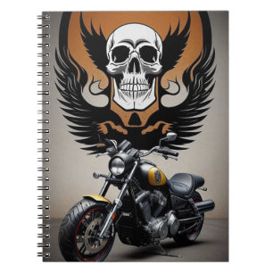 Cuaderno Motocicleta personalizada con gráfico de calavera