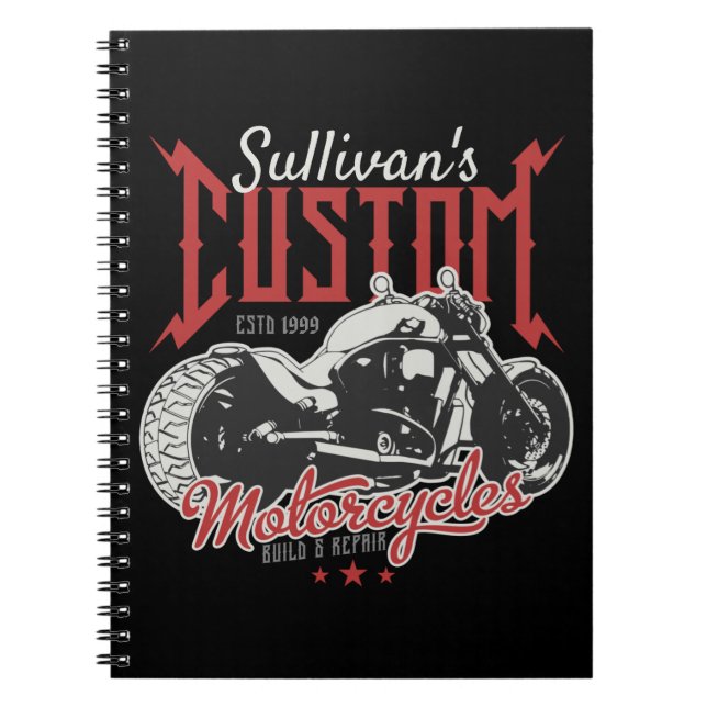 Cuaderno Motocicleta Personalizada Gran Garaje de Motos Mal (Frente)