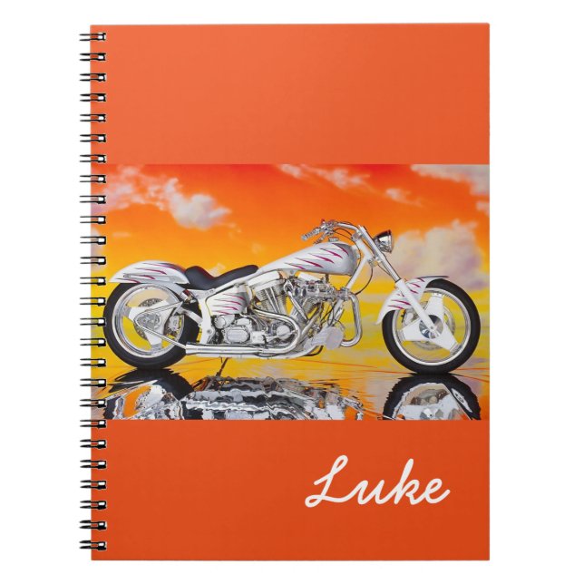 Cuaderno Motocicleta portátil y nombre personalizado (Frente)