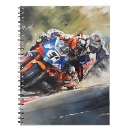 Cuaderno Motocicletas, acción de acercamiento de alta veloc