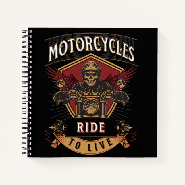 Cuaderno Motocicletas Skull Ride Para Vivir (Anverso)