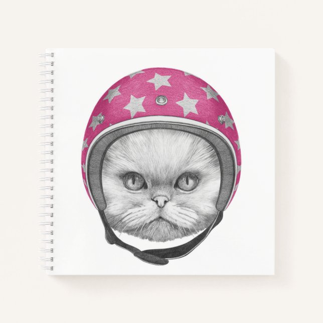 Cuaderno Motociclista de gato persa (Anverso)