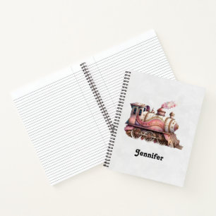 Cuaderno Motor de tren rosa Vintage Steampunk Style