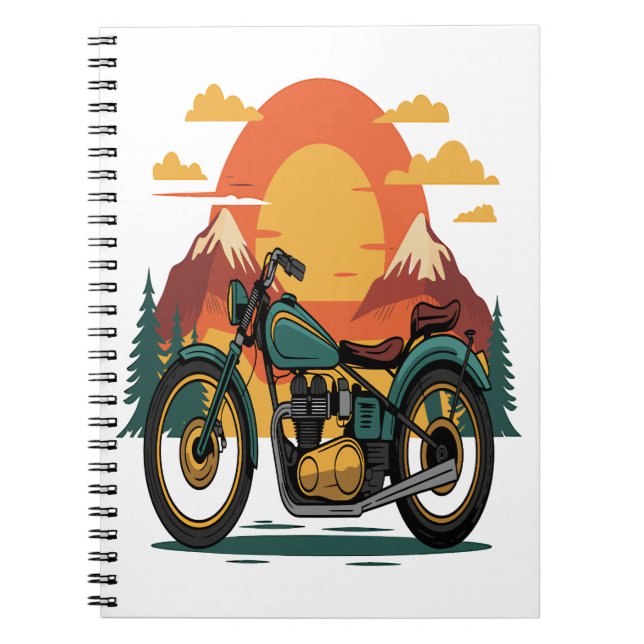 Cuaderno Motorcicleta Retro Vintage Sunset (Frente)