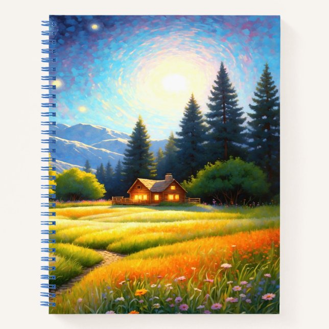 Cuaderno Mountain Forest Cabin Art (Anverso)