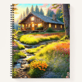 Cuaderno Mountain Forest Cabin Art