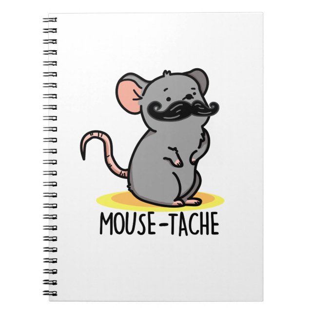 Cuaderno Mouse-tache Funny Mouse Pun (Frente)