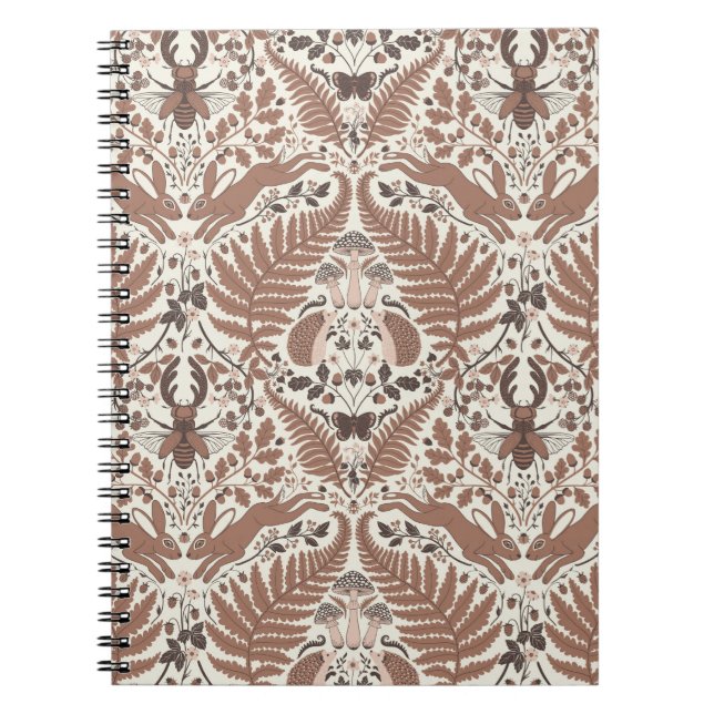 Cuaderno Mousse de Mocha, animales y plantas de bosque (Frente)