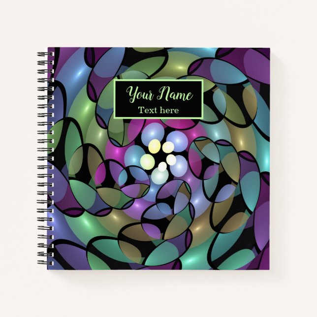 Cuaderno Movimientos coloridos Resumen Nombre fractal tripp (Anverso)