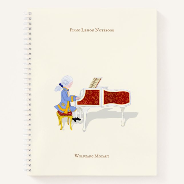 Cuaderno Mozart interpretando música de piano personalizada (Anverso)