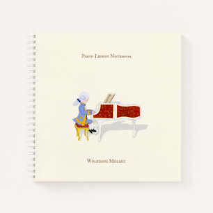Cuaderno Mozart interpretando música de piano personalizada