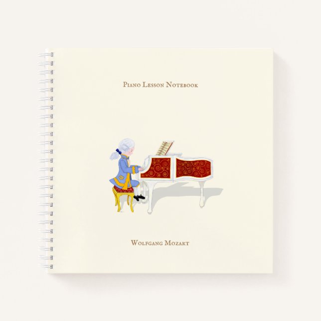 Cuaderno Mozart interpretando música de piano personalizada (Anverso)