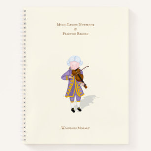 Cuaderno Mozart toca música personalizada en violín
