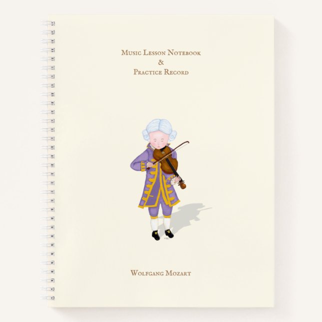 Cuaderno Mozart toca música personalizada en violín (Anverso)