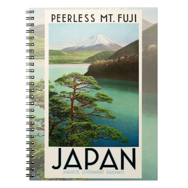 Cuaderno Mt Fuji Japón Afiche de Viaje Arte de época (Frente)