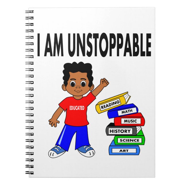 Cuaderno Muchacho afroamericano del dibujo animado con el (Frente)
